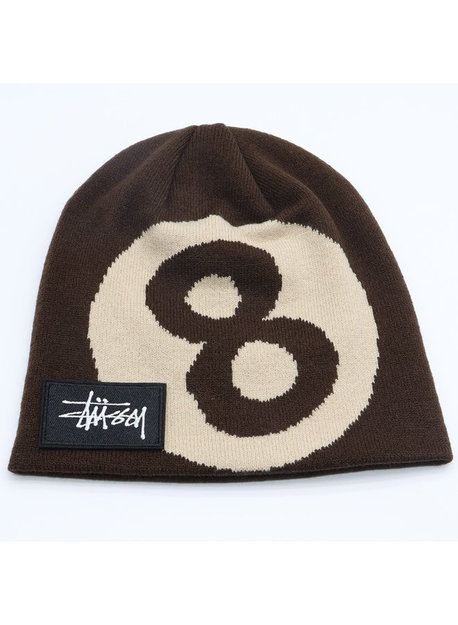 Stüssy 8-Ball Brown Knit Beanie - Iconic Streetwear Skull Cap